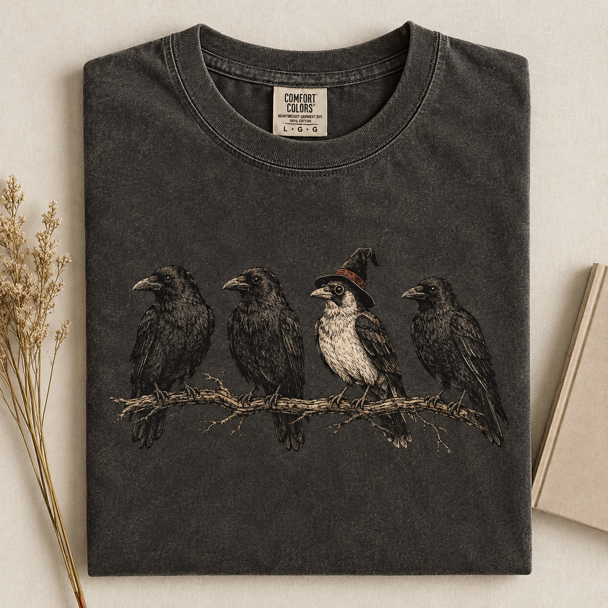 3 Crows 1 Odd Bird Shirt, Vintage Gothic Crow T-Shirt, Witchy Bird Lover Tee B-00185