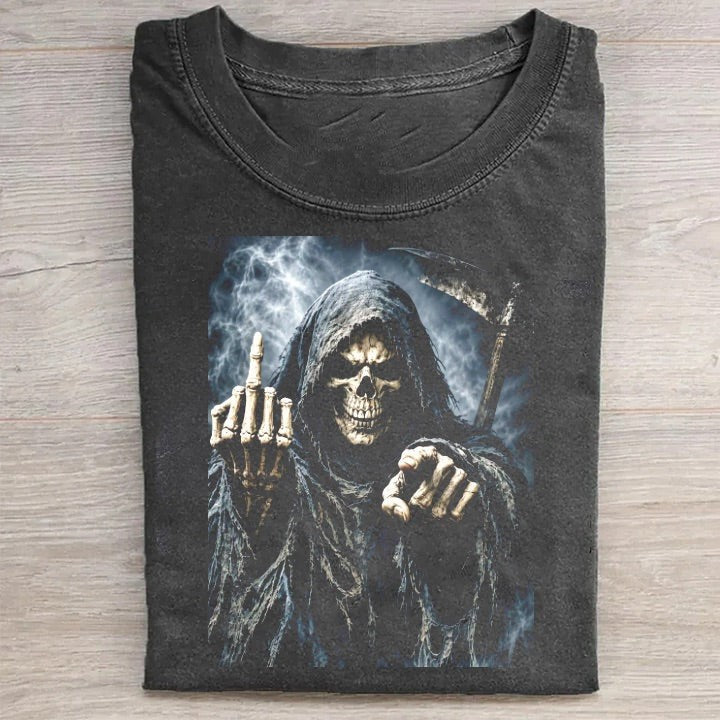 GRIM REAPER MIDDLE FINGER SHIRT, SWEATSHIRT, HOODIE | FUNNY HORROR SKELETON TEE TH-0138