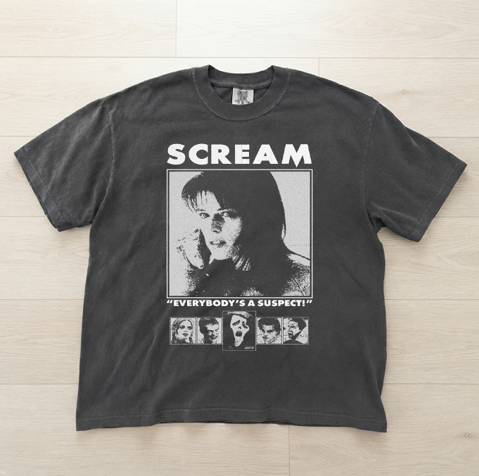 EVERYBODY IS A SUSPECT SCREAM MOVIE HORROR GRAPHIC SHIRT MC-0125